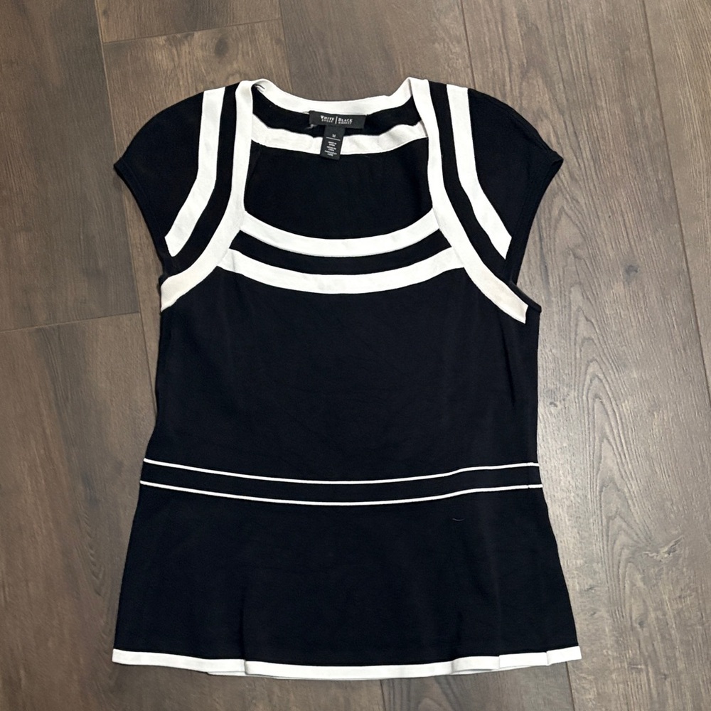 White House Black Market Black and White Blouse
